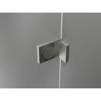 Sprchovací kút Mexen Lunar s ľavým výklopným uchytením 75 x 80 cm, priehľadný, kartáčovaný nikel - 834-075-080-97-00-L