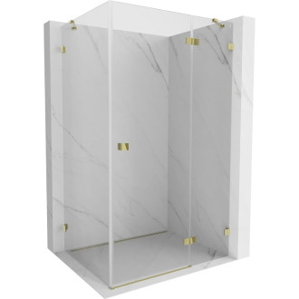 Sprchovací kút Mexen Lunar s výklopným pravým uchytením 70 x 90 cm, priehľadný, zlatý - 834-070-090-50-00-P