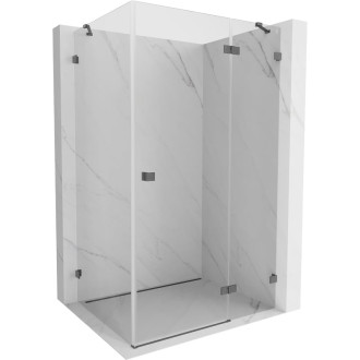 Sprchovací kút Mexen Lunar s pravými pántami 70 x 90 cm, priehľadný, kartáčovaná pištoľovo sivá - 834-070-090-66-00-P