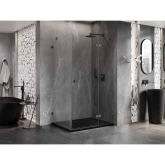 Sprchovací kút Mexen Lunar s pravými pántami 85 x 90 cm, priehľadný, kartáčovaná pištoľ gray - 834-085-090-66-00-P