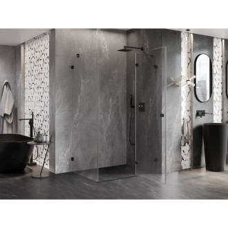 Sprchovací kút Mexen Lunar s pravými pántami 70 x 90 cm, priehľadný, čierny - 834-070-090-70-00-P