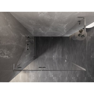 Sprchovací kút Mexen Lunar L ľavý výklopný 70 x 90 cm, priehľadný, chróm - 834L-070-090-01-00-L