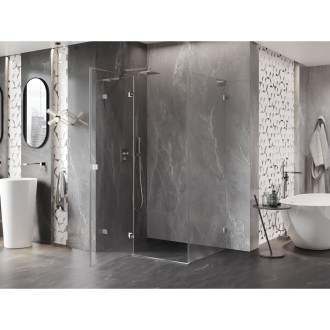 Sprchovací kút Mexen Lunar L ľavý výklopný 70 x 90 cm, priehľadný, chróm - 834L-070-090-01-00-L