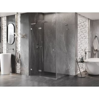 Sprchovací kút Mexen Lunar L ľavý výklopný 80 x 90 cm, priehľadný, chróm - 834L-080-090-01-00-L