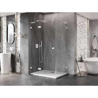 Mexen Lunar L sprchový kút s ľavým výklopným uchytením 75 x 90 cm, priehľadný, biely - 834L-075-090-20-00-L