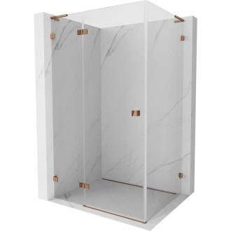 Mexen Lunar L sprchový kút s ľavým výklopným mechanizmom 80 x 90 cm, priehľadný, ružové zlato - 834L-080-090-60-00-L