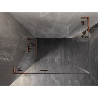 Mexen Lunar L sprchový kút s ľavým výklopným mechanizmom 80 x 90 cm, priehľadný, ružové zlato - 834L-080-090-60-00-L