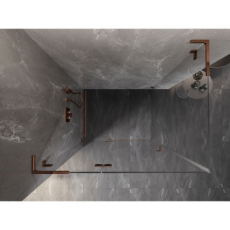 Mexen Lunar L sprchový kút s ľavým výklopným mechanizmom 85 x 90 cm, priehľadný, ružové zlato - 834L-085-090-60-00-L