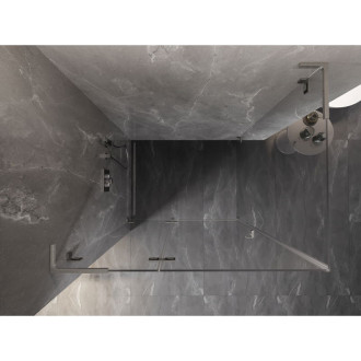 Sprchovací kút Mexen Lunar L ľavý výklopný 70 x 80 cm, priehľadný, kartáčovaný nikel - 834L-070-080-97-00-L