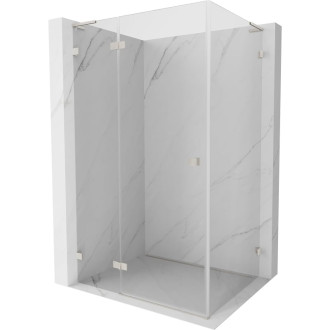 Mexen Lunar L sprchový kút s ľavým výklopným uchytením 75 x 90 cm, priehľadný, kartáčovaný nikel - 834L-075-090-97-00-L