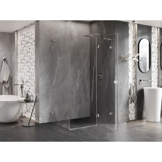 Sprchovací kút Mexen Lunar L s pravými pántami 80 x 90 cm, priehľadný, chróm - 834L-080-090-01-00-P
