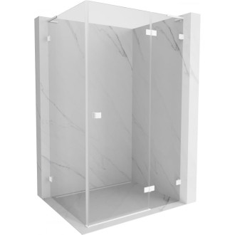 Sprchovací kút Mexen Lunar L s pravými pántami 75 x 90 cm, priehľadný, biely - 834L-075-090-20-00-P