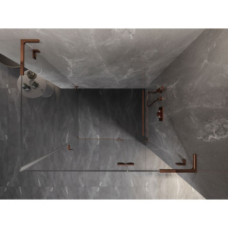 Sprchovací kút Mexen Lunar L s pravými pántami 75 x 90 cm, priehľadný, ružové zlato - 834L-075-090-60-00-P