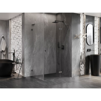 Sprchovací kút Mexen Lunar L s pravým pántom 75 x 90 cm, priehľadný, kartáčovaná pištoľovo sivá - 834L-075-090-66-00-P