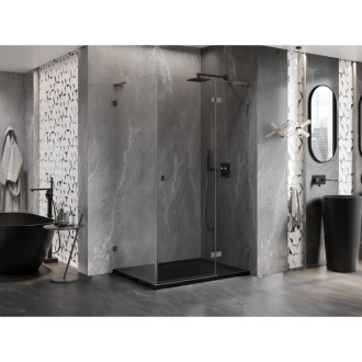 Sprchovací kút Mexen Lunar L s pravými pántami 80 x 90 cm, priehľadný, kartáčovaná pištoľovo sivá - 834L-080-090-66-00-P