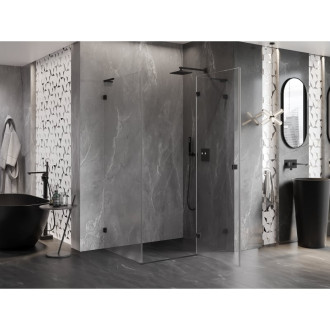 Sprchovací kút Mexen Lunar L s pravými pántami 80 x 90 cm, priehľadný, čierny - 834L-080-090-70-00-P