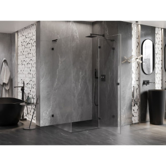 Sprchovací kút Mexen Lunar L s pravými pántami 85 x 90 cm, priehľadný, čierny - 834L-085-090-70-00-P