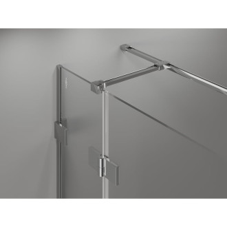 Sprchovací kút Mexen Lunar T ľavý výklopný 80 x 90 cm, priehľadný, chróm - 834T-080-090-01-00-L