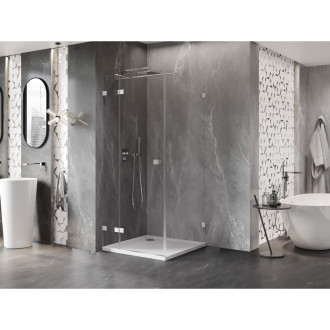 Sprchovací kút Mexen Lunar T s ľavým výklopným uzáverom 90 x 90 cm, priehľadný, chróm - 834T-090-090-01-00-L
