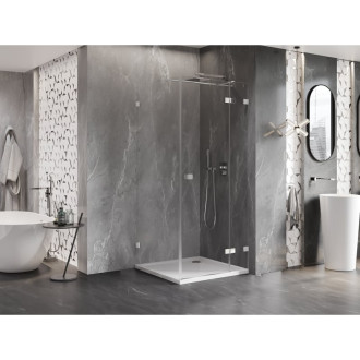 Sprchovací kút Mexen Lunar T s pravými pántami 90 x 90 cm, priehľadný, chróm - 834T-090-090-01-00-P