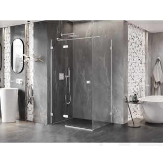 Mexen Lunar T sprchovací kút s ľavým výklopným uchytením 75 x 90 cm, priehľadný, biely - 834T-075-090-20-00-L