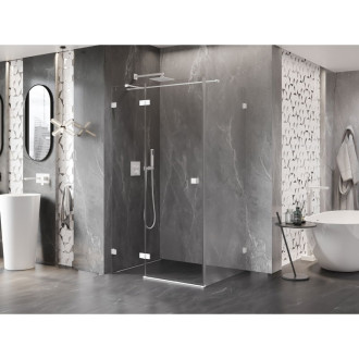 Mexen Lunar T sprchovací kút s ľavým výklopným uchytením 75 x 90 cm, priehľadný, biely - 834T-075-090-20-00-L