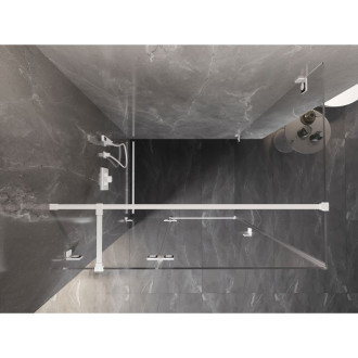 Mexen Lunar T sprchovací kút s ľavým výklopným uchytením 80 x 90 cm, priehľadný, biely - 834T-080-090-20-00-L