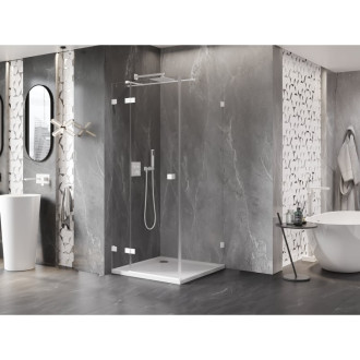 Mexen Lunar T sprchovací kút s ľavým výklopným uchytením 90 x 90 cm, priehľadný, biely - 834T-090-090-20-00-L
