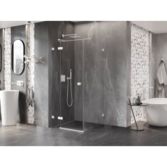 Mexen Lunar T sprchovací kút s ľavým výklopným uchytením 90 x 90 cm, priehľadný, biely - 834T-090-090-20-00-L