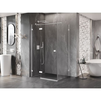 Sprchovací kút Mexen Lunar T s ľavým výklopným uchytením 100 x 80 cm, priehľadný, biely - 834T-100-090-20-00-L