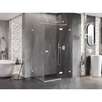 Sprchovací kút Mexen Lunar T s pravými pántami 70 x 90 cm, priehľadný, biely - 834T-070-090-20-00-P