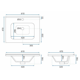 Rea Sada koupelnového nábytku s umyvadlem Astor 60cm Grey REA-M0004