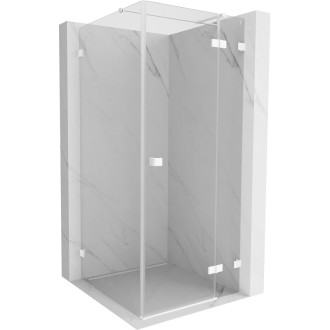 Sprchovací kút Mexen Lunar T s pravými pántami 90 x 90 cm, priehľadný, biely - 834T-090-090-20-00-P