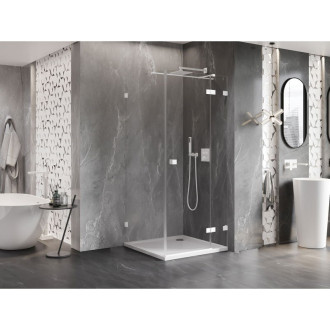 Sprchovací kút Mexen Lunar T s pravými pántami 90 x 90 cm, priehľadný, biely - 834T-090-090-20-00-P