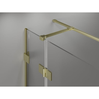 Sprchovací kút Mexen Lunar T s ľavým výklopným uchytením 90 x 90 cm, priehľadný, kartáčované zlato - 834T-090-090-55-00-L