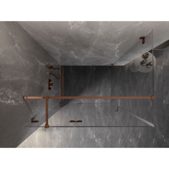 Mexen Lunar T sprchovací kút s ľavým výklopným uchytením 75 x 90 cm, priehľadný, ružové zlato - 834T-075-090-60-00-L