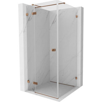 Mexen Lunar T sprchovací kút s ľavým výklopným mechanizmom 90 x 90 cm, priehľadný, ružové zlato - 834T-090-090-60-00-L