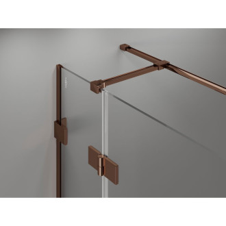 Mexen Lunar T sprchovací kút s ľavým výklopným mechanizmom 90 x 90 cm, priehľadný, ružové zlato - 834T-090-090-60-00-L