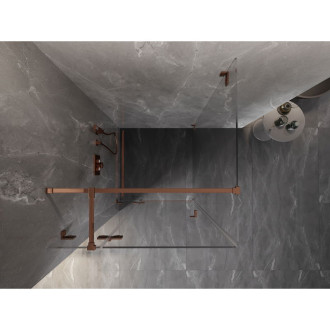 Mexen Lunar T sprchovací kút s ľavým výklopným mechanizmom 90 x 90 cm, priehľadný, ružové zlato - 834T-090-090-60-00-L