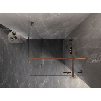 Sprchovací kút Mexen Lunar T s pravými pántami 90 x 90 cm, priehľadný, ružové zlato - 834T-090-090-60-00-P