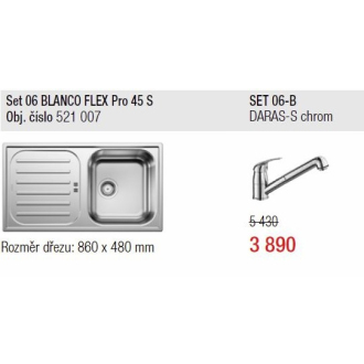 Blanco SET 06-B FLEX PRO 45 S nerezový drez+ DARAS-S drezová batéria, chróm