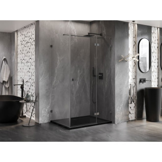 Sprchovací kút Mexen Lunar T s pravými pántami 80 x 100 cm, priehľadný, kartáčovaná pištoľ gray - 834T-080-100-66-00-P