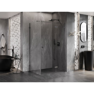 Sprchovací kút Mexen Lunar T s pravými pántami 80 x 120 cm, priehľadný, kartáčovaná pištoľovo sivá - 834T-080-120-66-00-P