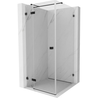 Sprchovací kút Mexen Lunar T s ľavým výklopným uchytením 80 x 80 cm, priehľadný, čierny - 834T-080-080-70-00-L