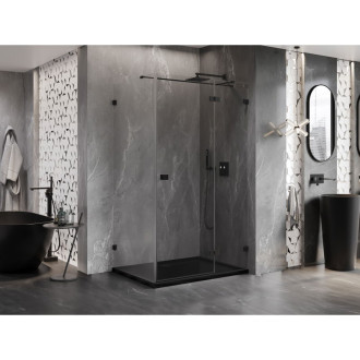 Sprchovací kút Mexen Lunar T s pravými pántami 70 x 120 cm, priehľadný, čierny - 834T-070-120-70-00-P
