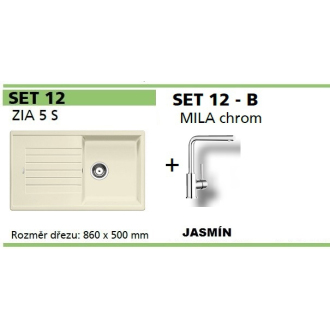 Blanco SET 12-B MILA ZIA 5 S granitový drez, jazmín a MILA drezová batéria, chróm