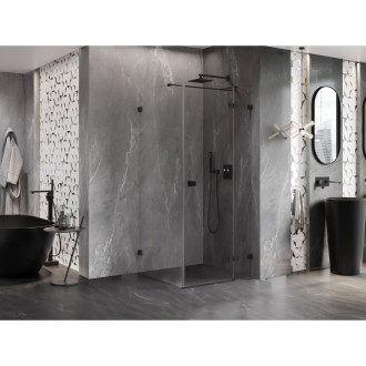 Sprchovací kút Mexen Lunar T s pravými pántami 90 x 90 cm, priehľadný, čierny - 834T-090-090-70-00-P