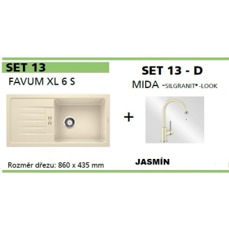 Blanco SET 13-D MIDA FAVUM XL 6 S granitový drez, jazmín a MIDA drezová batéria, jazmín