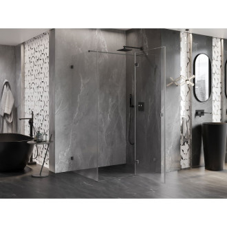 Sprchovací kút Mexen Lunar T s pravými pántami 75 x 80 cm, priehľadný, strieborná metalíza - 834T-075-080-95-00-P