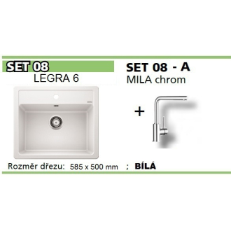 Blanco SET 08-A MILA LEGRA 6 granitový drez, biela a MILA drezová batéria, chróm